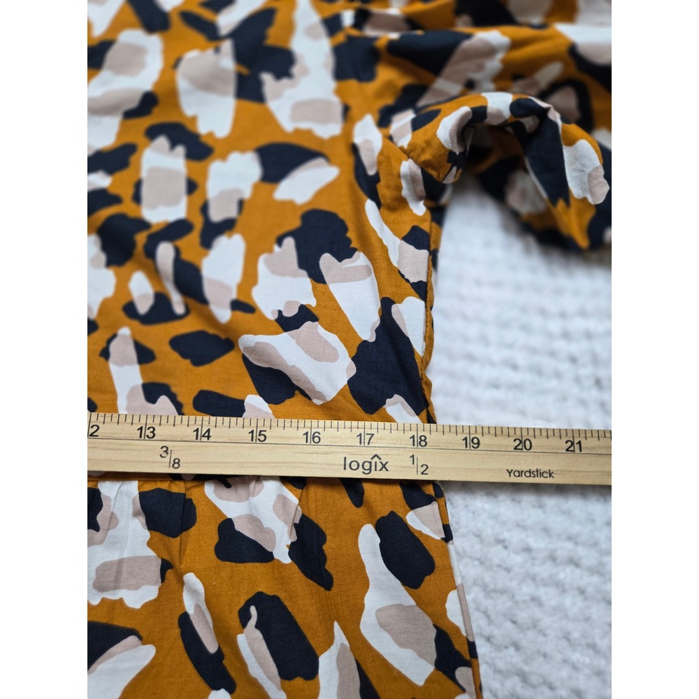 Mud Pie Mustard Yellow Abstract Animal Print Tiered Puff Sleeve Midi Dress Small - Picture 7 of 9